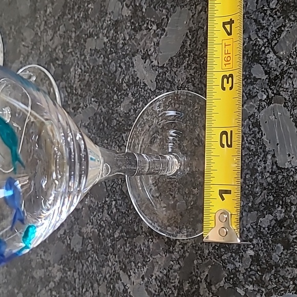 Barstow Cut Glass Blue and Turquoise Fish Goblets - Set of 4 - Picture 9 of 9